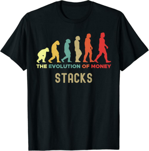 Stacks T-Shirt Crypto The Evolution of Money Caveman