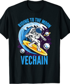 VeChain T-Shirt Riding To The Moon Crypto Surfer