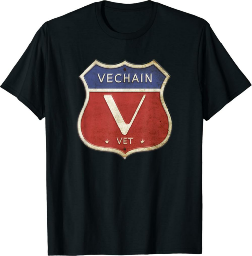 VeChain T-Shirt VET Crypto Logo Road Sign Grunge Vintage