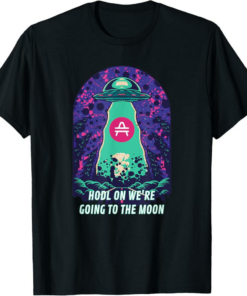 Amp T-Shirt HODL On We’re Going To The Moon UFO Crypto