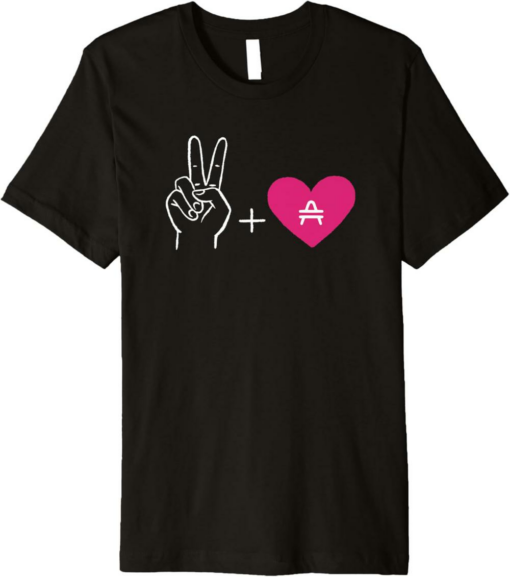 Amp T-Shirt Peace and Crypto Love Heart Cryptocurrency