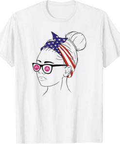 Amp T-Shirt USA Flag Crypto Woman With Glasses