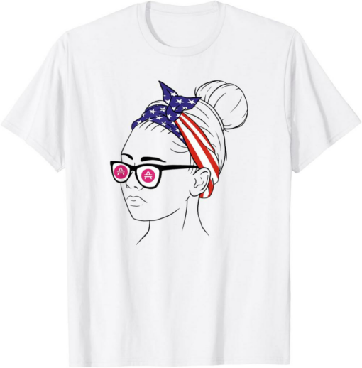 Amp T-Shirt USA Flag Crypto Woman With Glasses