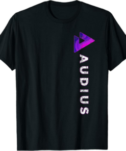 Audius T-Shirt Vintage AUDIO Crypto Distressed Vertical Logo