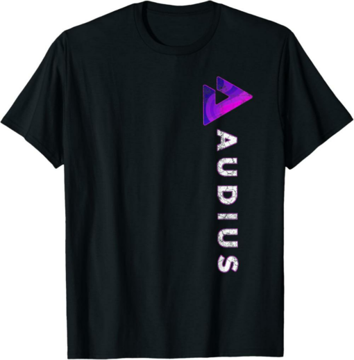 Audius T-Shirt Vintage AUDIO Crypto Distressed Vertical Logo