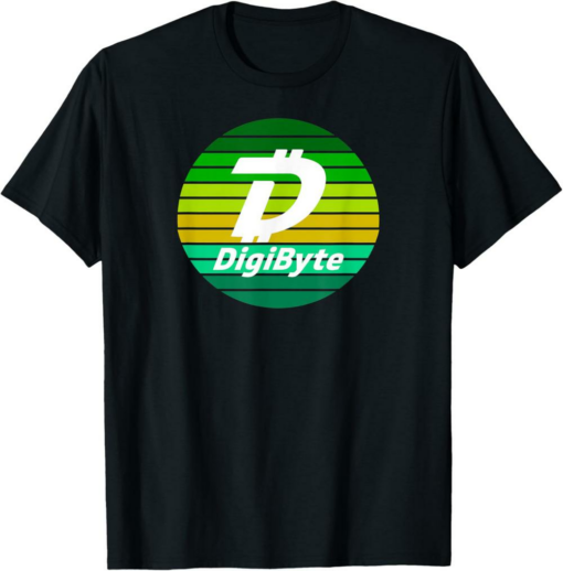 DigiByte T-Shirt Crypto Green Sunset DGB Cryptocurrency