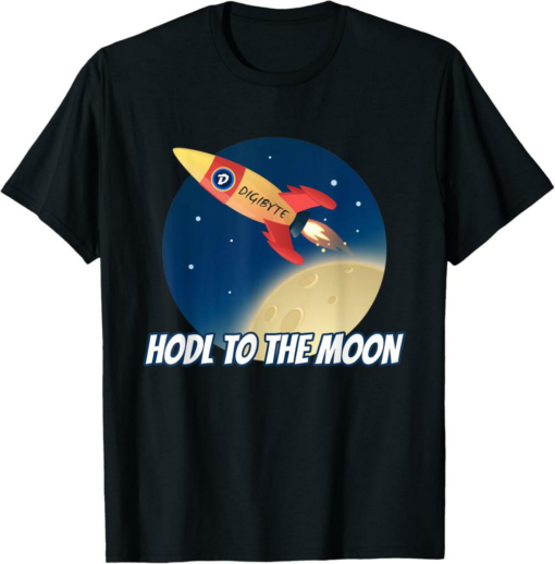 DigiByte T-Shirt HODL To The Moon Crypto Rocket DGB