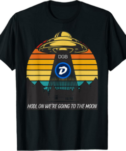 DigiByte T-Shirt To The Moon Crypto DGB Cryptocurrency UFO