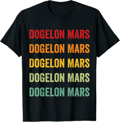 Dogelon Mars T-Shirt Crypto Rainbow Text Design