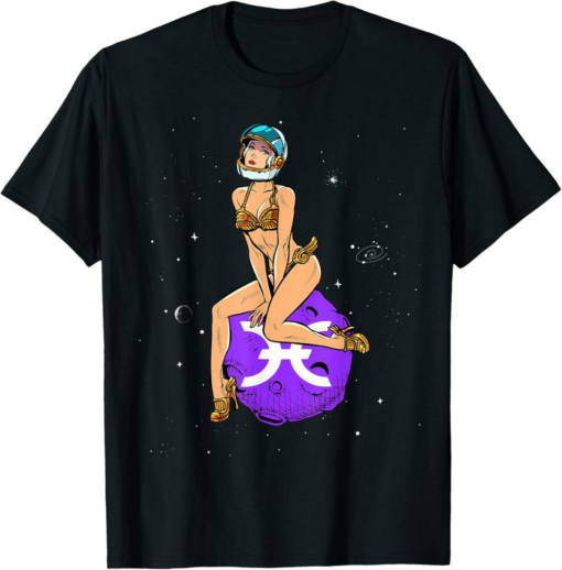 Holo T-Shirt Pin-up Girl Hodling HOT Crypto Moon