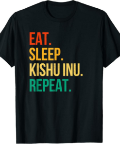 Kishu Inu T-Shirt Eat Sleep Repeat Vintage Retro
