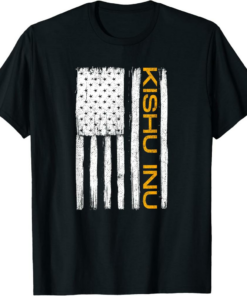 Kishu Inu T-Shirt Lover Vintage Retro Patriotic Flag