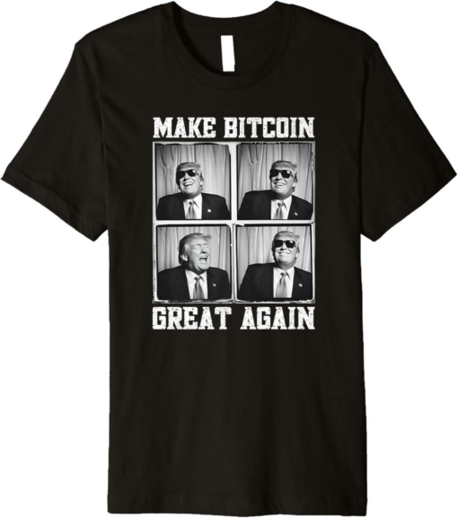 MAGA TRUMP T-Shirt Cool Photobooth Make Bitcoin Great Again