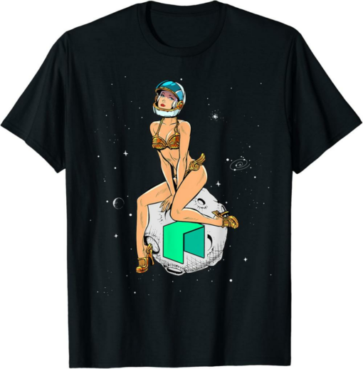 Neo T-Shirt Cryptocurrency Pin-up Girl Hodling A Crypto Moon