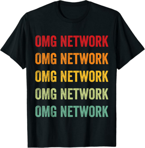 OMG Network T-Shirt Crypto Rainbow Text Design