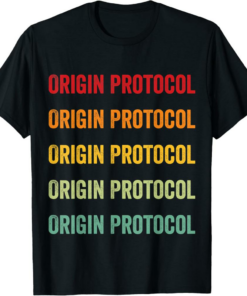 Origin Protocol T-Shirt Crypto Rainbow Text Design