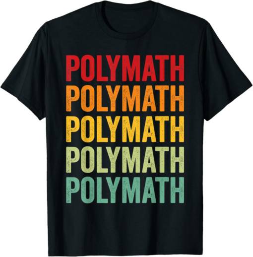 Polymath T-Shirt Crypto Rainbow Text Design