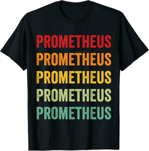 Prometheus T-Shirt Crypto Rainbow Text Design