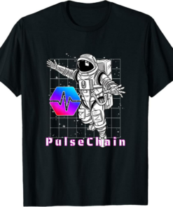 PulseChain T-Shirt PLS Cryptocurrency HEX Space Man Moon