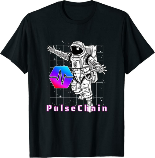 PulseChain T-Shirt PLS Cryptocurrency HEX Space Man Moon