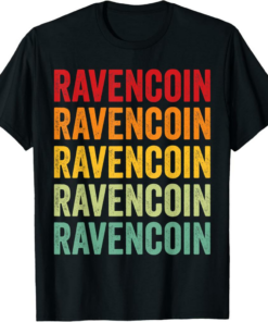 Ravencoin T-Shirt Crypto Rainbow Text Design