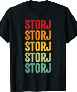 Storj T-Shirt Crypto Rainbow Text Design