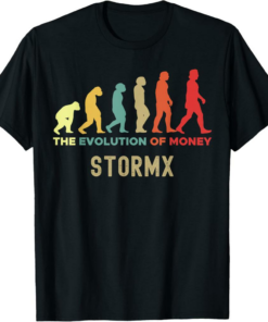 StormX T-Shirt Crypto The Evolution of Money Caveman