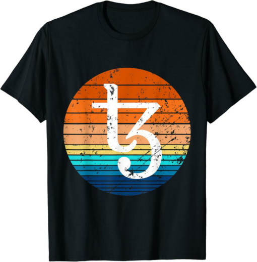 Tezos T-Shirt Cryptocurrency DeFi XTZ Crypto Vintage Sunset