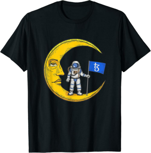 Tezos T-Shirt Logo Crypto Flag On Moon To Hodl XTZ Bull Market