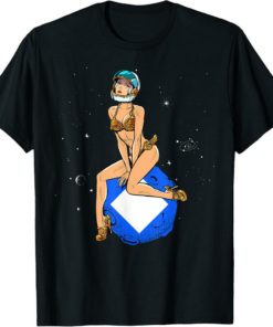 Waves T-Shirt Cryptocurrency Pin-up Girl Hodling A Crypto