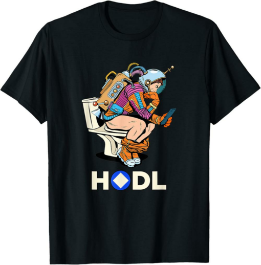 Waves T-Shirt Cryptocurrency Talk HODL Space Man On Toilet