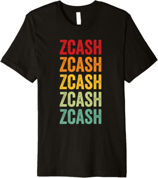 Zcash T-Shirt Crypto Rainbow Text Design