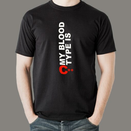 Blood Type C++ Programmer T-Shirt – Code in Veins