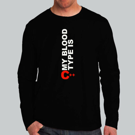 Blood Type C++ Programmer T-Shirt – Code in Veins