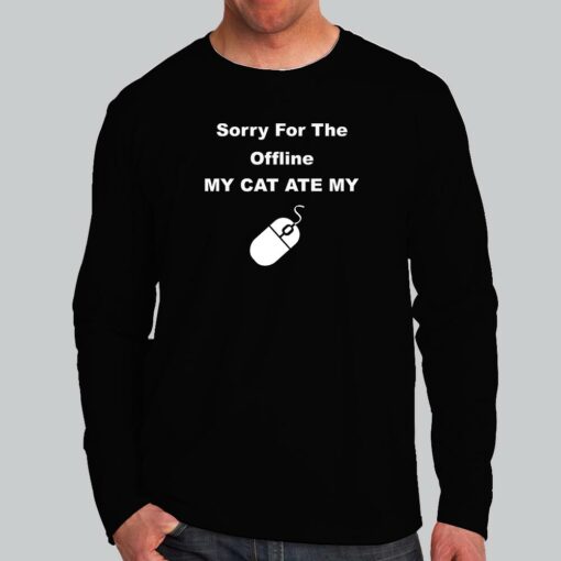 Cat Ate Mouse – Funny Tech Men’s T-Shirt