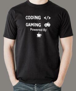 Coffee Fueled Coding Gaming T Shirt Power Up 2