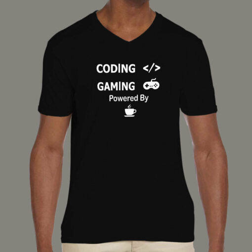 Coffee-Fueled Coding & Gaming T-Shirt – Power Up