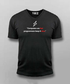 Computers Fast Programmers Slow Geek Tee 5
