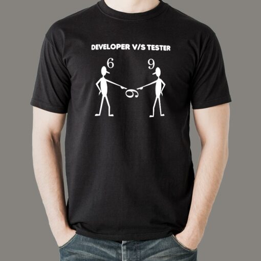 Developer Vs Tester T-Shirt – Code in Unity, Debug in Dispute