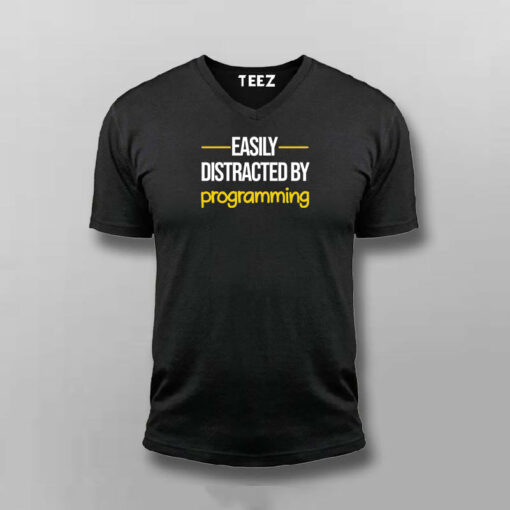 Distracted By Code Men’s T-Shirt – Programming Obsession