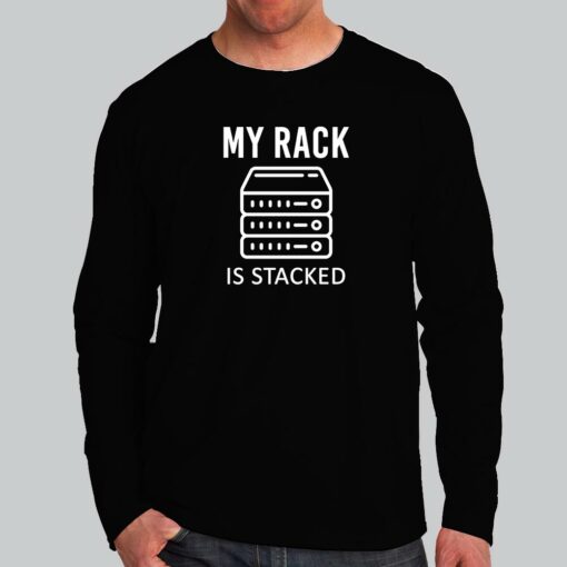 Stacked Rack SysAdmin T-Shirt – Network Humor Unleashed