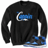 Jordan 1 Royal Suede cappin black crewneck sweater