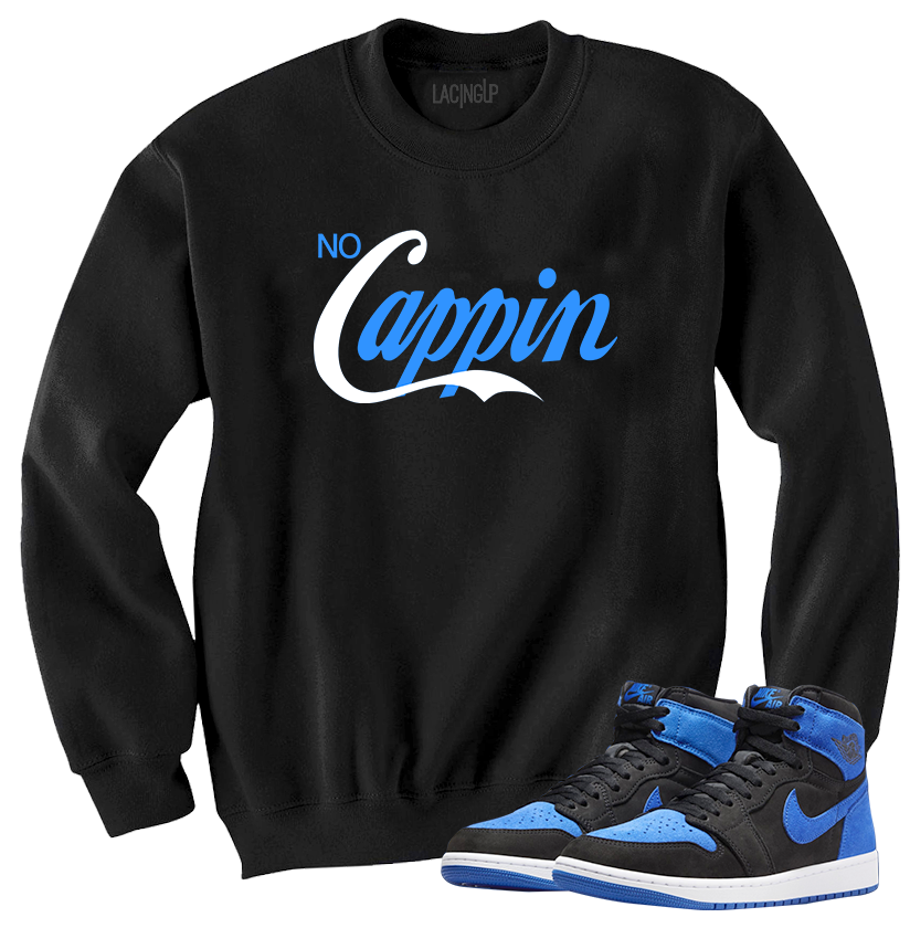 Jordan 1 Royal Suede cappin black crewneck sweater Jordan 1 Royal Suede cappin black crewneck sweater