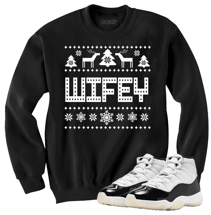 Jordan 11 Gratitude wifey black crewneck sweater Jordan 11 Gratitude wifey black crewneck sweater