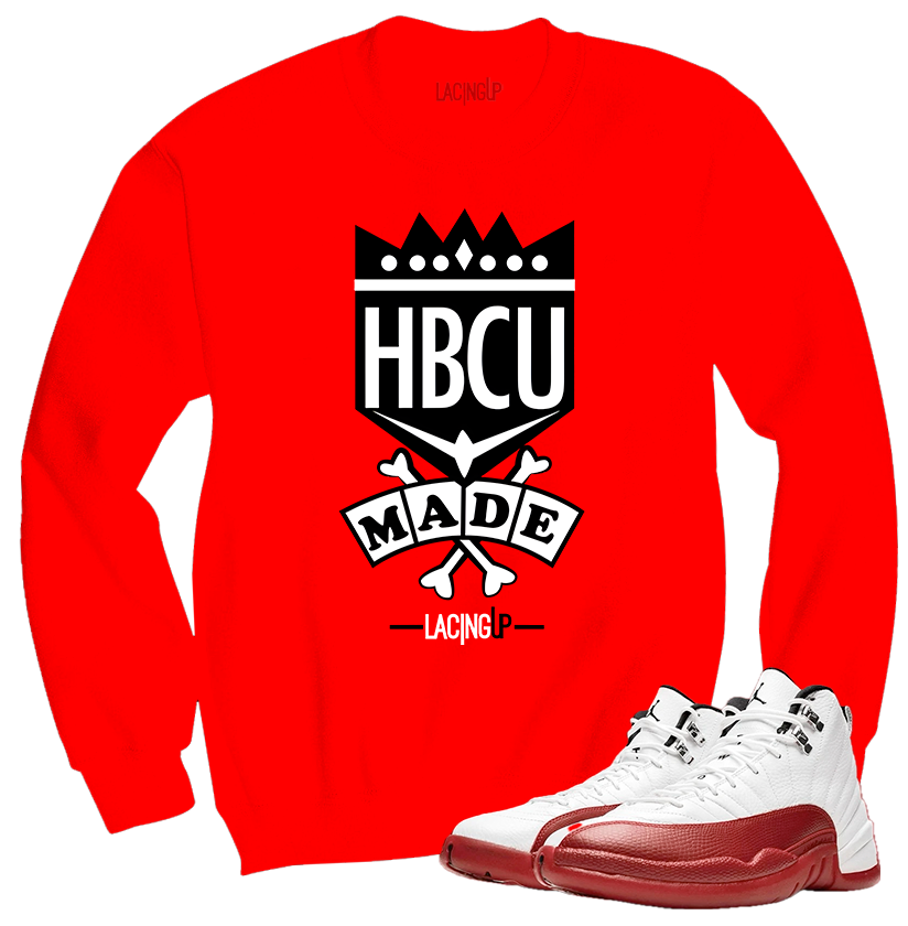 Jordan 12 Cherry Hbcu made red crewneck sweater Jordan 12 Cherry Hbcu made red crewneck sweater