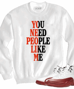 Jordan  12 Cherry people like me white crewneck sweater