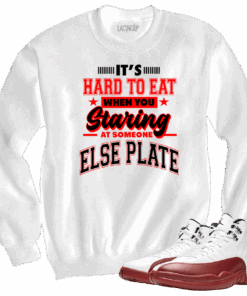 Jordan 12 Cherry staring white crewneck sweater