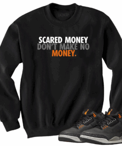 Jordan 3 fear scared money black crewneck sweater