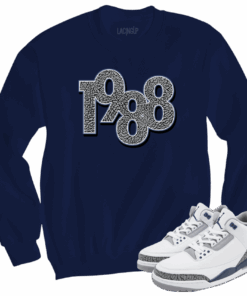 Jordan 3 white navy cement navy  1988 crewneck sweater