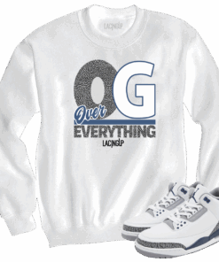 Jordan 3 white navy cement navy Og over everything crewneck sweater